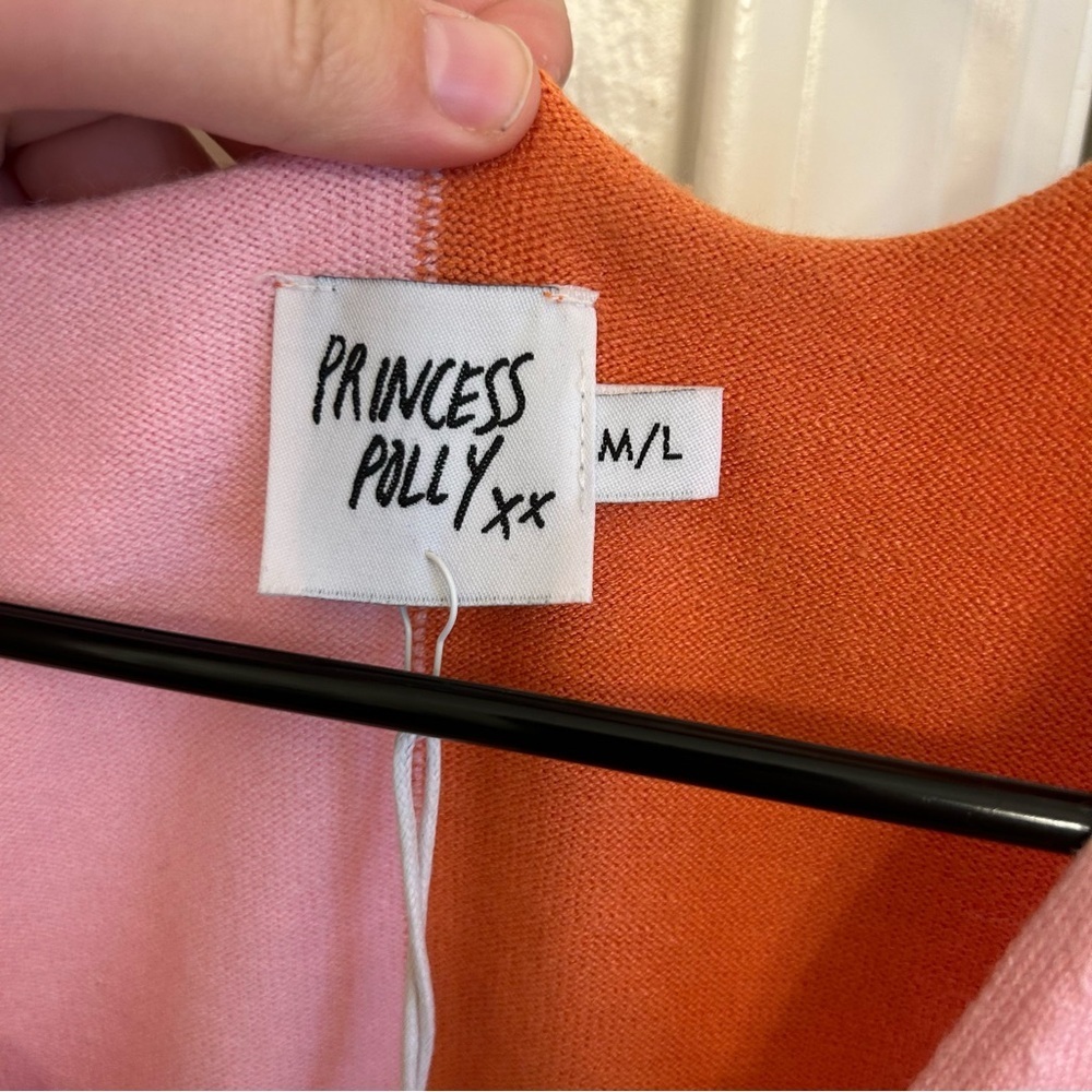 NWT Princess Polly Sienna Colorblock Knit Mini Dress Pink Orange Plunge Size M/L - Picture 4 of 10